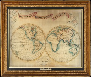 Polly Platt, Map sampler (1809), Made in Dutchess County, Pleasant Valley, New York, United States, Purchase, Frank P. Stetz Bequest, in loving memory of David Stewart Hull, 2012, 2012.64, Courtesy of The Metropolitan Museum of Art.